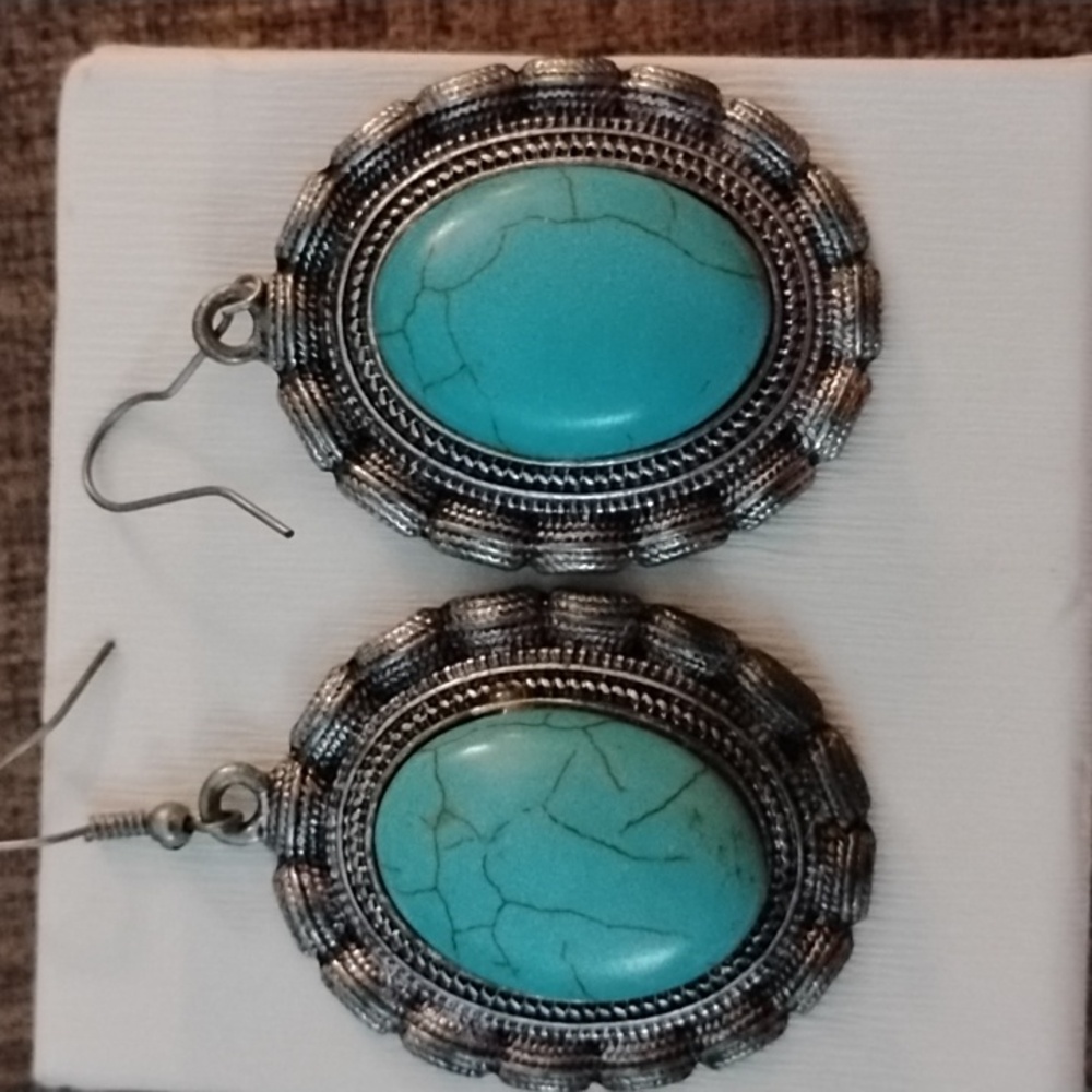 Turquoise and Silver Vintage Earrings